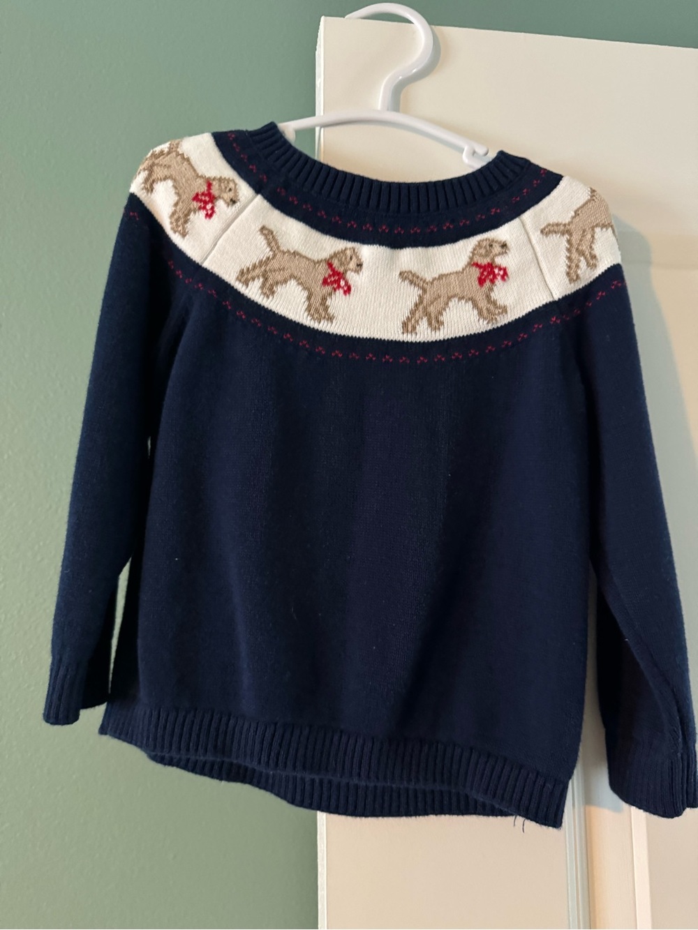 Edgehill Collection Navy Dog Yoke Sweater with Cream and Tan Accents